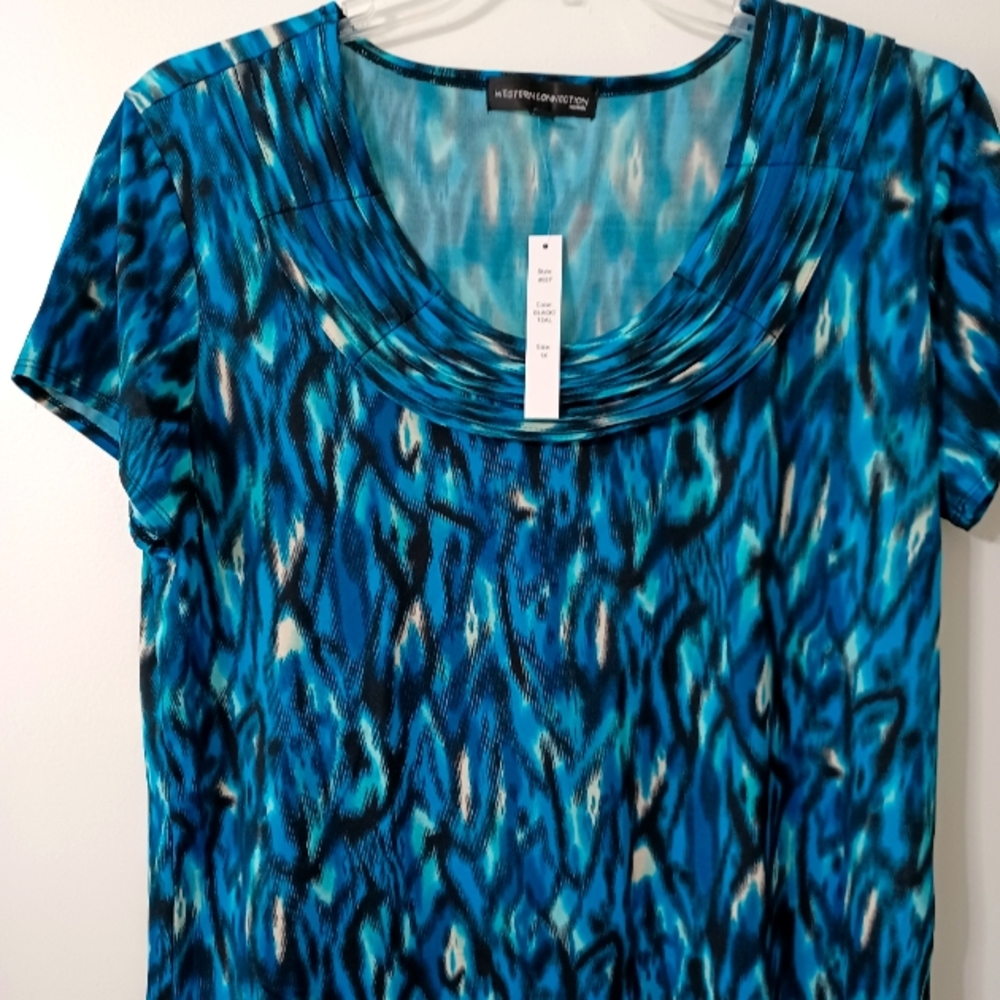 Western Connection 1X Black and Teal top